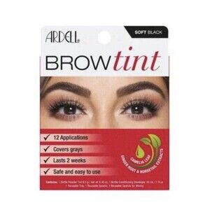 Ardell Brow Tint Kit Soft Black Semi-Permanent Eyebrow Color 12 Applications